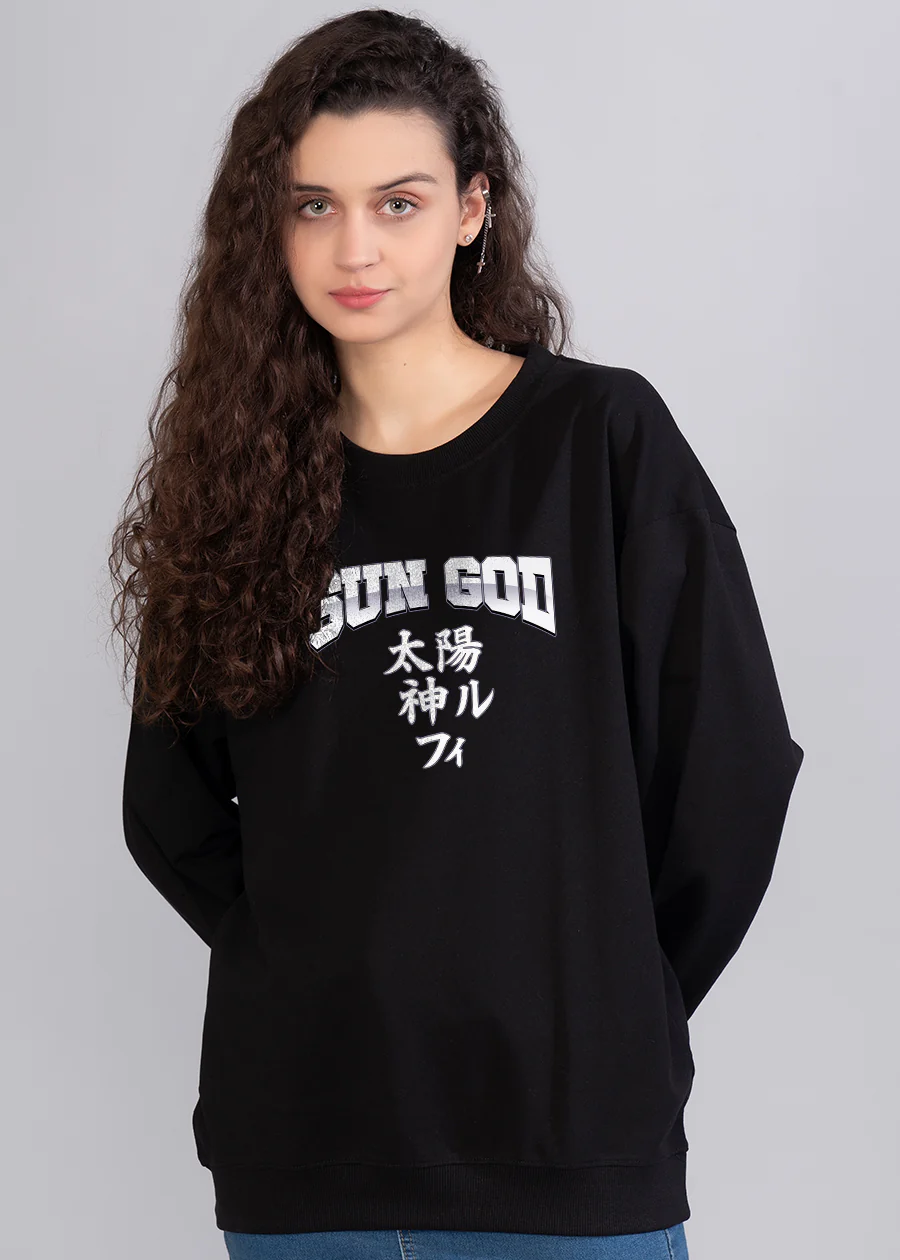 Sun God Printed Oversized Sweatshirt Womens - Image 4