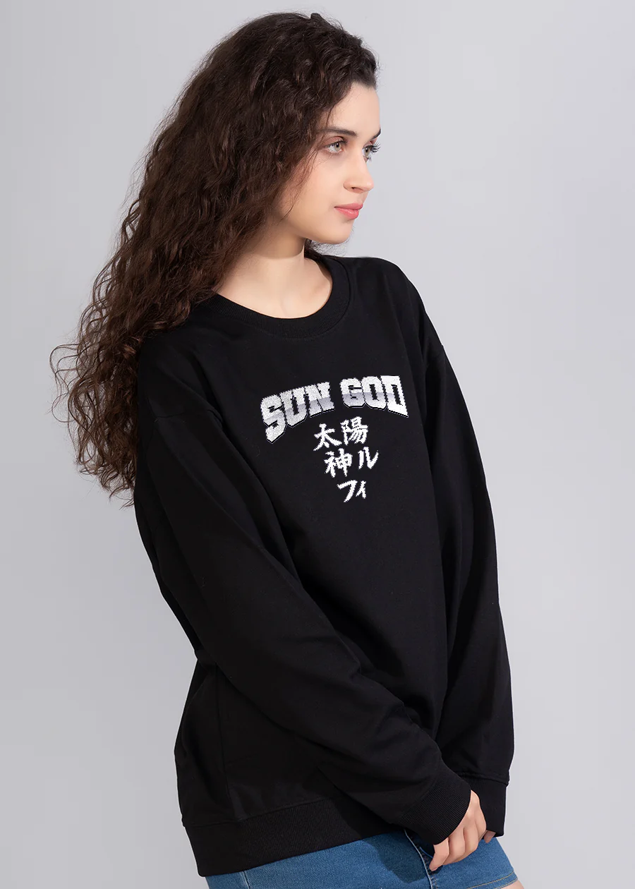 Sun God Printed Oversized Sweatshirt Womens - Image 3
