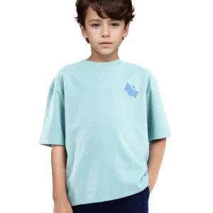 COTTON GRAPHIC PRINT T-SHIRT CUBE - TURQ