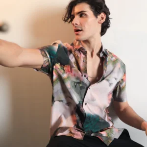 ABSTRACT PRINT SHIRT PAINTER - GREEN