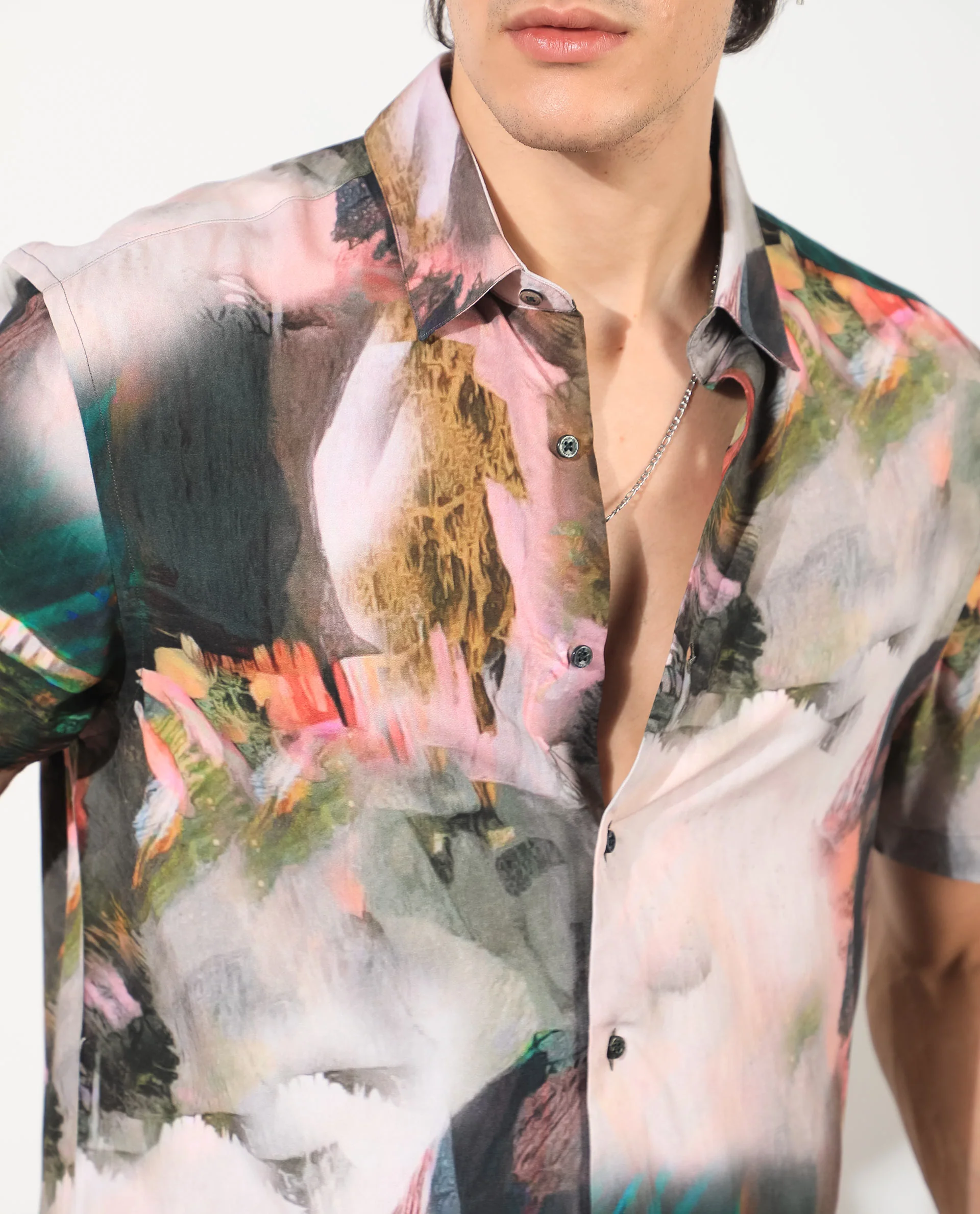 ABSTRACT PRINT SHIRT PAINTER - GREEN - Image 3