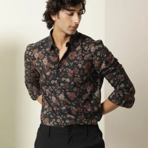 FLORAL PRINT SHIRT VYNILL - BLACK