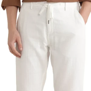 DRAWSTRING SOLID TROUSER PASTOR-25 - WHITE