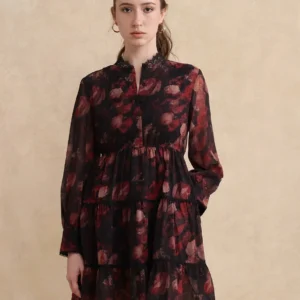 FLORAL PRINT MINI DRESS POPOE - DARK MULTI