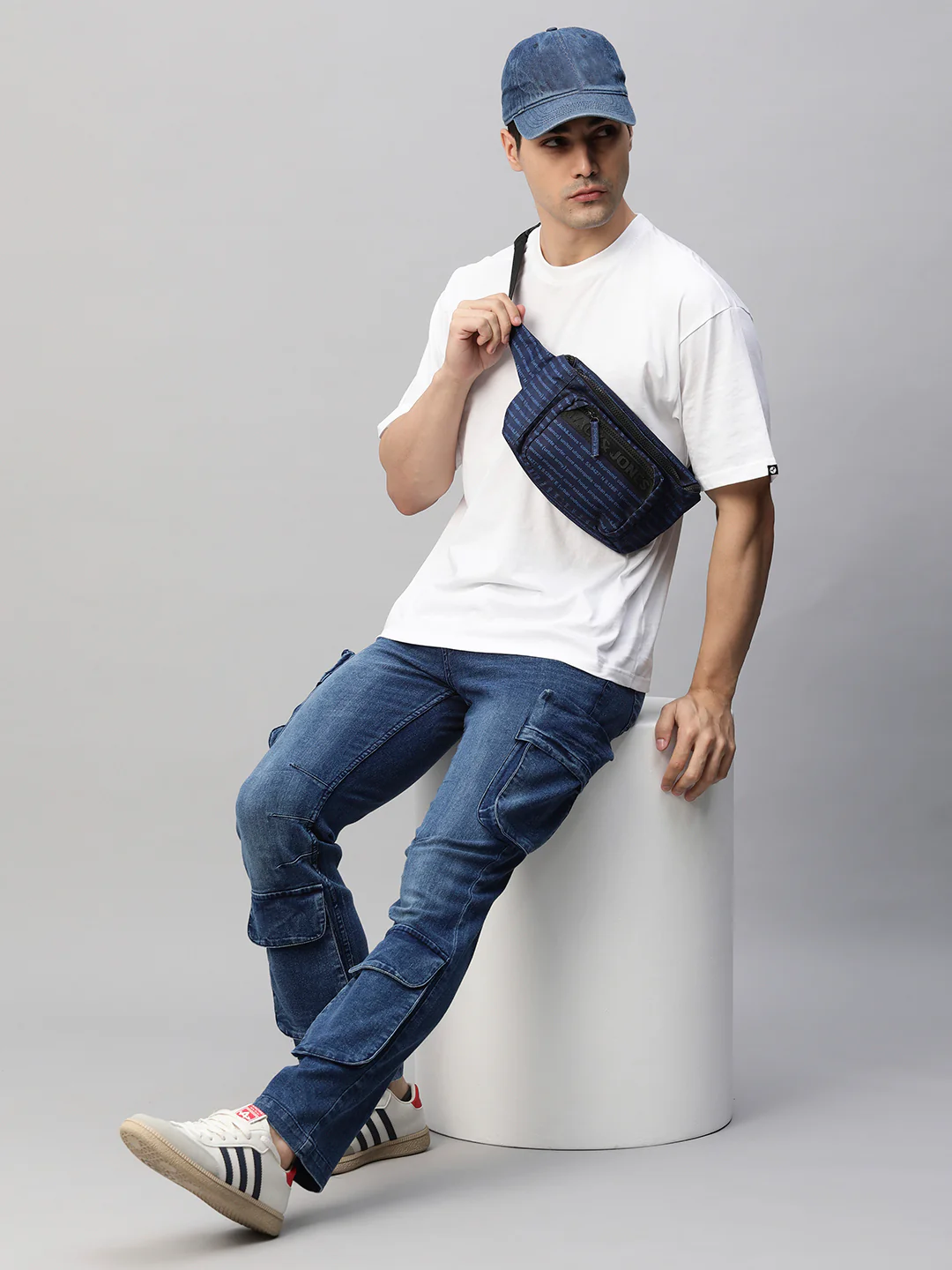 Men Straight Fit Utility Denim Cargos - Image 7