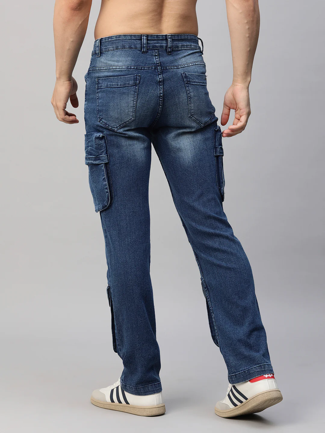 Men Straight Fit Utility Denim Cargos - Image 6