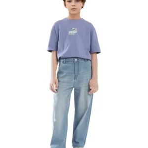 LOOSE FIT SOLID JEANS STRAN - BLUE