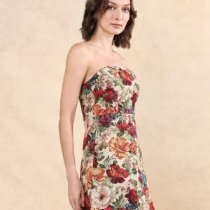 SHORT FLORAL JACQUARD DRESS YOLOR - MULTI