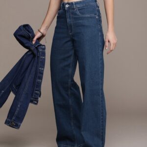 The Life Co. Women Wide Leg High-Rise Light Fade Stretchable Jeans