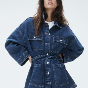Women Tie-Belt Denim Jacket